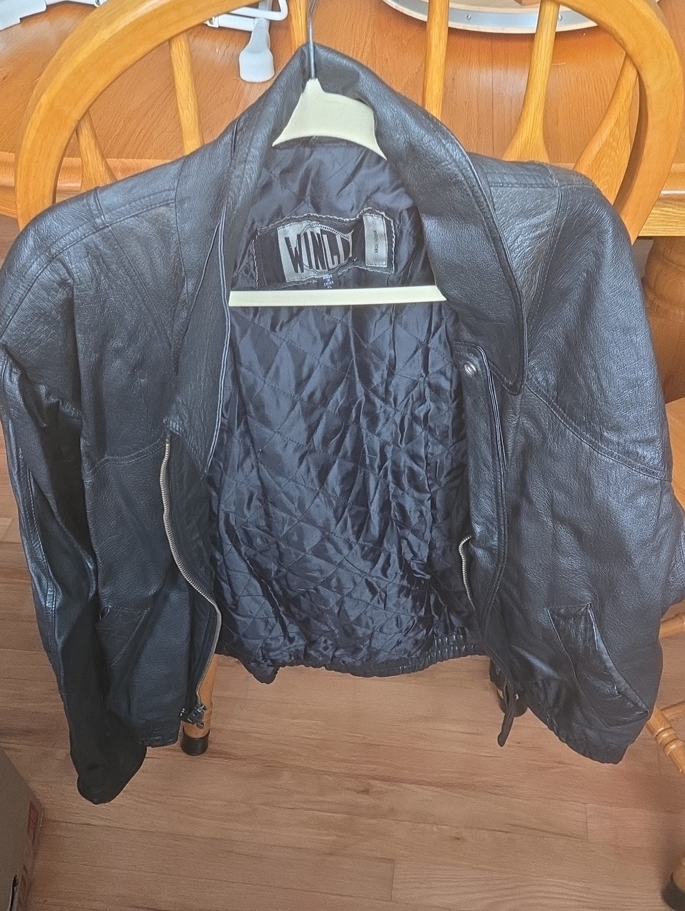 Winlit Men's Black Quilted-Lined Leather Jacket